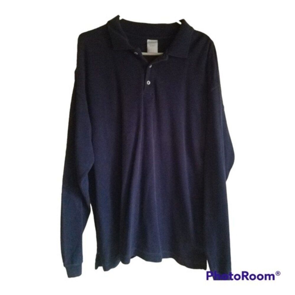 Old Navy Dark Blue Jersey with Collar and 3 Buttons Size Large